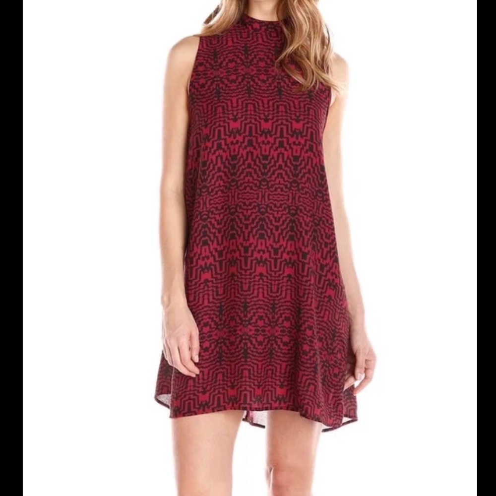 BB Dakota Red Black Trapeze Siesmic Shift Dress
